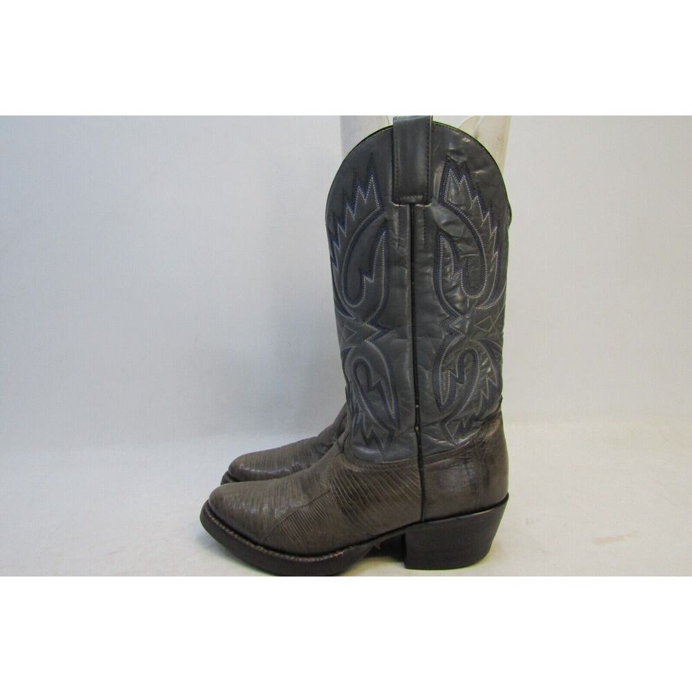 Sheplers Mens Size 8 D Gray Leather Lizard Western Cowboy Boots